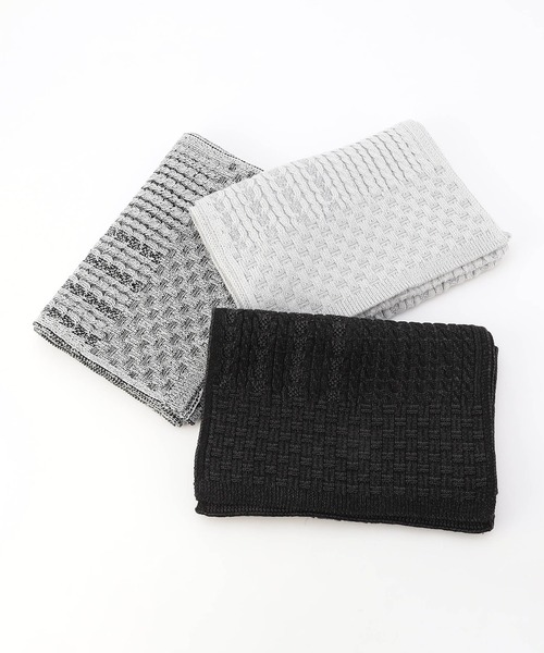 NICOLE CLUB FOR MEN（ニコルクラブフォーメン）の「編地切替 プレーティングマフラー（マフラー・メンズ・ブラック系/ホワイト系2/ホワイト系1・FREE）」の8枚目の写真