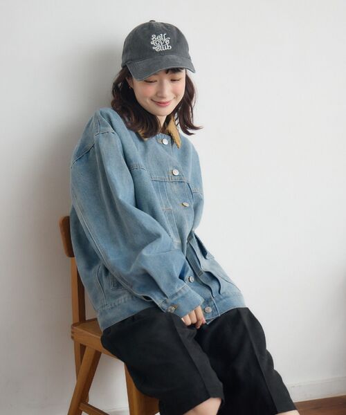 RETRO GIRL（レトロガール）の「コーデュロイ衿デニムGジャン（デニムジャケット・レディース・ブルー系その他5/インディゴブルー・FREE）」の3枚目の写真