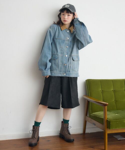 RETRO GIRL（レトロガール）の「コーデュロイ衿デニムGジャン（デニムジャケット・レディース・ブルー系その他5/インディゴブルー・FREE）」の5枚目の写真
