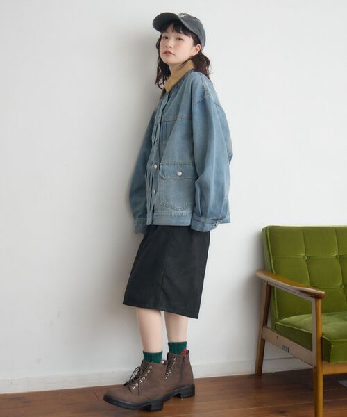 RETRO GIRL（レトロガール）の「コーデュロイ衿デニムGジャン（デニムジャケット・レディース・ブルー系その他5/インディゴブルー・FREE）」の9枚目の写真