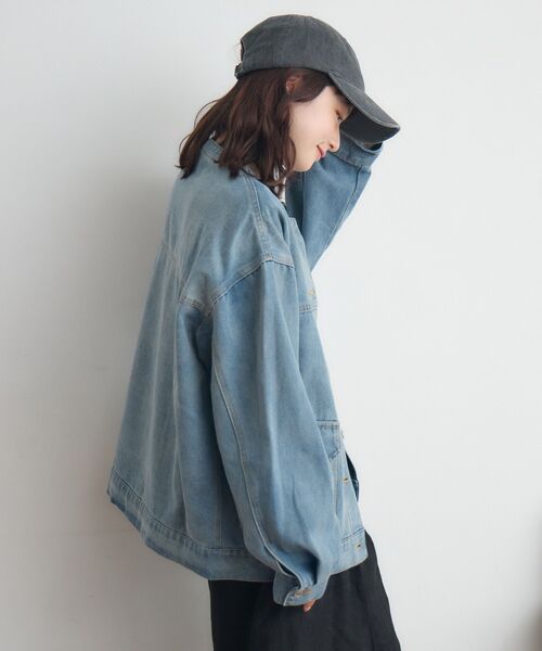 RETRO GIRL（レトロガール）の「コーデュロイ衿デニムGジャン（デニムジャケット・レディース・ブルー系その他5/インディゴブルー・FREE）」の12枚目の写真
