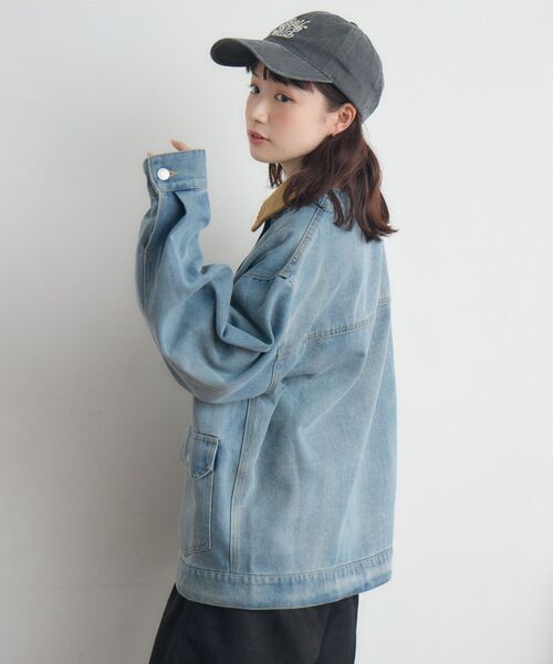 RETRO GIRL（レトロガール）の「コーデュロイ衿デニムGジャン（デニムジャケット・レディース・ブルー系その他5/インディゴブルー・FREE）」の14枚目の写真