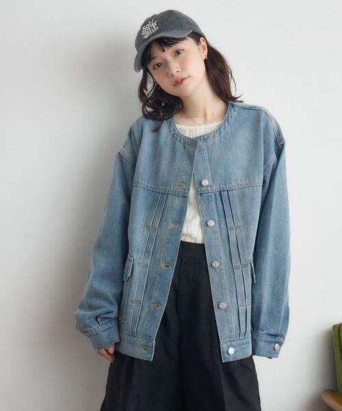 RETRO GIRL（レトロガール）の「コーデュロイ衿デニムGジャン（デニムジャケット・レディース・ブルー系その他5/インディゴブルー・FREE）」の15枚目の写真