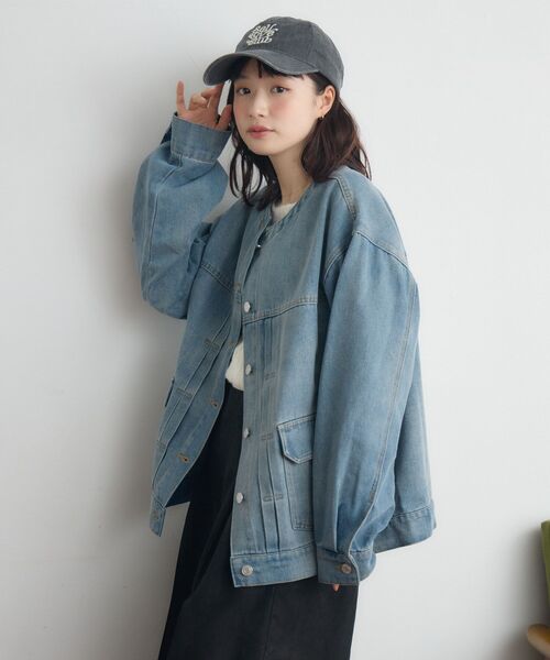 RETRO GIRL（レトロガール）の「コーデュロイ衿デニムGジャン（デニムジャケット・レディース・ブルー系その他5/インディゴブルー・FREE）」の17枚目の写真