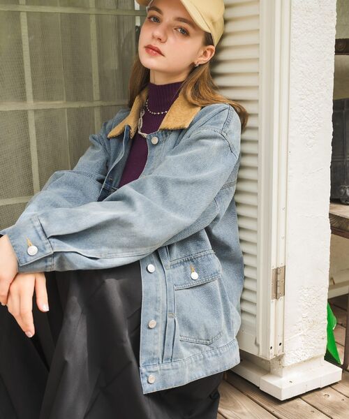 RETRO GIRL（レトロガール）の「コーデュロイ衿デニムGジャン（デニムジャケット・レディース・ブルー系その他5/インディゴブルー・FREE）」の18枚目の写真