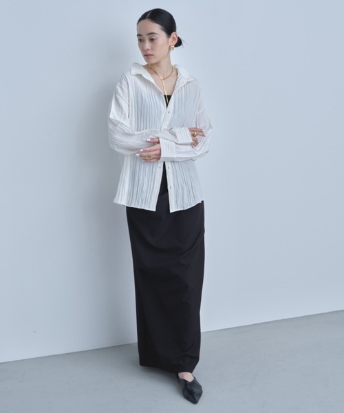 AIC.(エーアイシー)の「2WAYワッシャー加工シャツ/ハイネックトップス(シャツ/ブラウス・レディース・ブラック/オフホワイト/ブルー・FREE)」の15枚目の写真