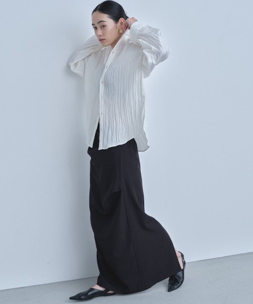 AIC.(エーアイシー)の「2WAYワッシャー加工シャツ/ハイネックトップス(シャツ/ブラウス・レディース・ブラック/オフホワイト/ブルー・FREE)」の17枚目の写真