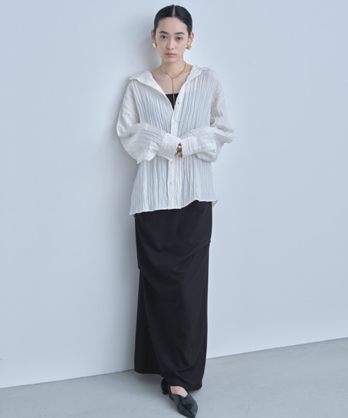 AIC.(エーアイシー)の「2WAYワッシャー加工シャツ/ハイネックトップス(シャツ/ブラウス・レディース・ブラック/オフホワイト/ブルー・FREE)」の18枚目の写真