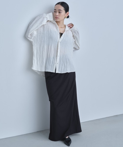 AIC.(エーアイシー)の「2WAYワッシャー加工シャツ/ハイネックトップス(シャツ/ブラウス・レディース・ブラック/オフホワイト/ブルー・FREE)」の20枚目の写真