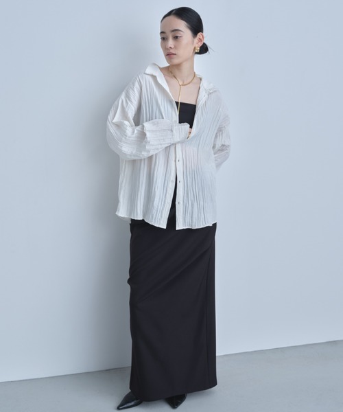 AIC.(エーアイシー)の「2WAYワッシャー加工シャツ/ハイネックトップス(シャツ/ブラウス・レディース・ブラック/オフホワイト/ブルー・FREE)」の21枚目の写真