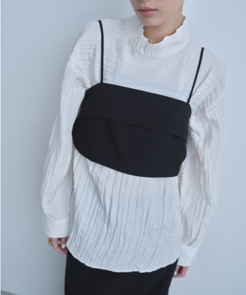 AIC.(エーアイシー)の「2WAYワッシャー加工シャツ/ハイネックトップス(シャツ/ブラウス・レディース・ブラック/オフホワイト/ブルー・FREE)」の13枚目の写真