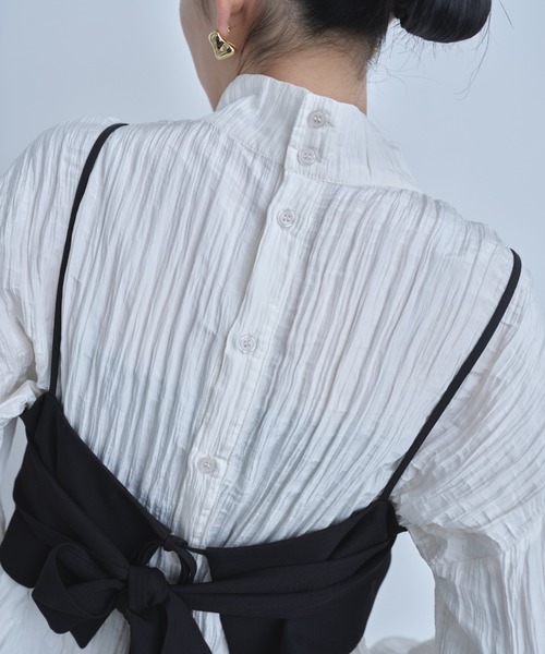 AIC.(エーアイシー)の「2WAYワッシャー加工シャツ/ハイネックトップス(シャツ/ブラウス・レディース・ブラック/オフホワイト/ブルー・FREE)」の14枚目の写真