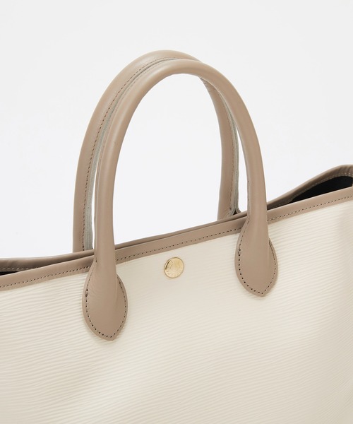 Breath TOPKAPI(ブレストプカピ)の「【Breath TOPKAPI】RIPPLE リプル レザーハンドル ミニ トートバッグ(トートバッグ・レディース・ブラック/アイボリー/グレイッシュベージュ・FREE)」の9枚目の写真