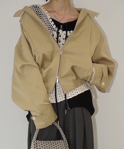 chuclla（チュクラ）の「スタンドネック ショートブルゾン chw25a072（ブルゾン・レディース・ベージュ・FREE）」の3枚目の写真
