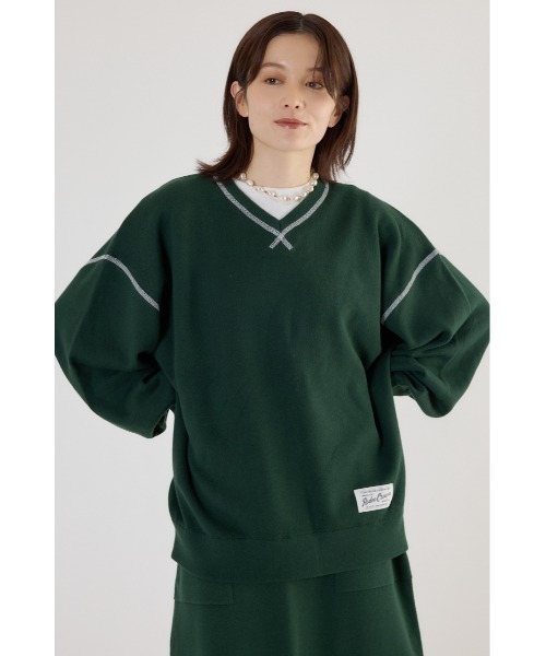 スウェットライク Vネックトップス（ニット/セーター）｜RODEO