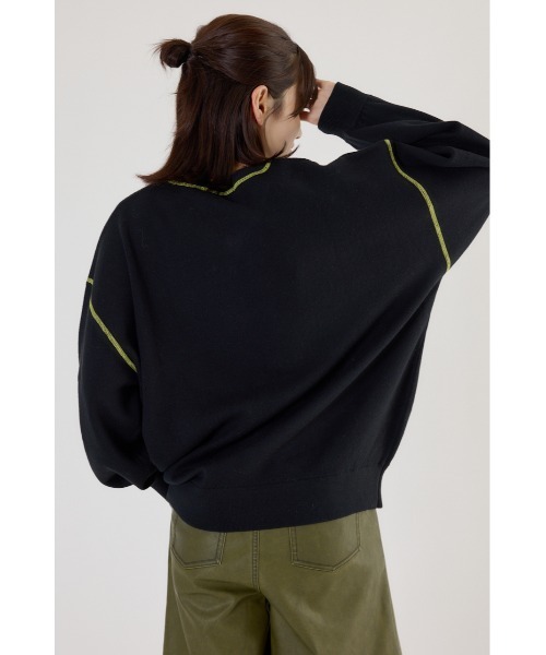 RODEO CROWNS WIDE BOWL（ロデオクラウンズワイドボウル）の「スウェットライク Vネックトップス（ニット/セーター・レディース・ダークグリーン/ダークオレンジ/アイボリー/ブラック/グレー×ホワイト・FREE）」の13枚目の写真