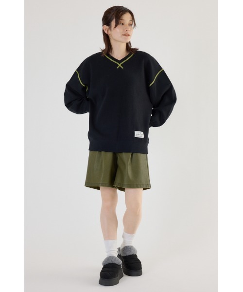 スウェットライク Vネックトップス（ニット/セーター）｜RODEO