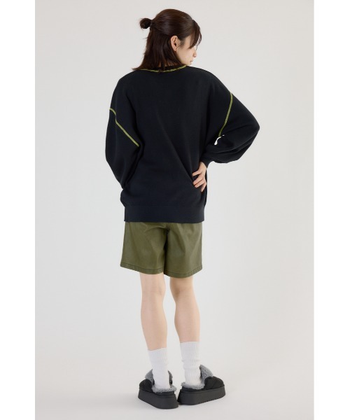 RODEO CROWNS WIDE BOWL（ロデオクラウンズワイドボウル）の「スウェットライク Vネックトップス（ニット/セーター・レディース・ダークグリーン/ダークオレンジ/アイボリー/ブラック/グレー×ホワイト・FREE）」の15枚目の写真