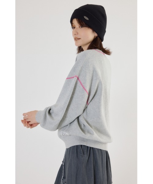 RODEO CROWNS WIDE BOWL（ロデオクラウンズワイドボウル）の「スウェットライク Vネックトップス（ニット/セーター・レディース・ダークグリーン/ダークオレンジ/アイボリー/ブラック/グレー×ホワイト・FREE）」の7枚目の写真