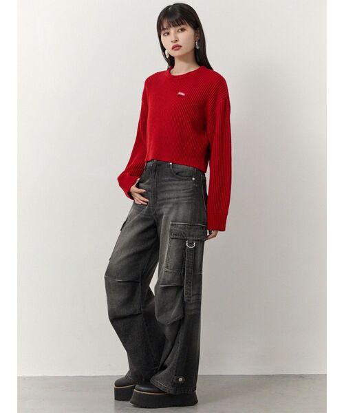 MURUA（ムルーア）の「2wayカーゴデニム（デニムパンツ・レディース・ブラック/ライトブルー・1/2）」の4枚目の写真