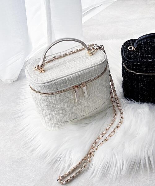 INGNI(イング)の「ツイードバニティバッグ(ショルダーバッグ・レディース・ブラック/オフホワイト・-)」の1枚目の写真