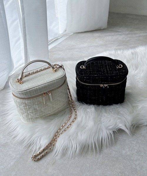 INGNI(イング)の「ツイードバニティバッグ(ショルダーバッグ・レディース・ブラック/オフホワイト・-)」の3枚目の写真