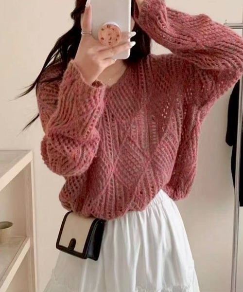 ニット　あき（商品説明文は最後まで読んでね）sama UNTITLED ニット セーター 「8色展開/体型カバー」魅せる