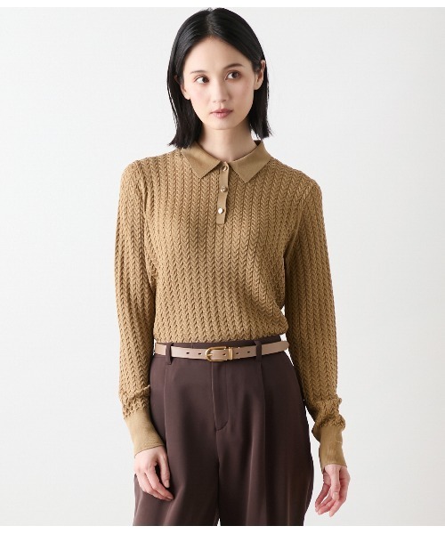 ケーブルニット ポロシャツ 手洗い可能】ケーブルニットポロシャツ（ニット/セーター）｜NEWYORKER