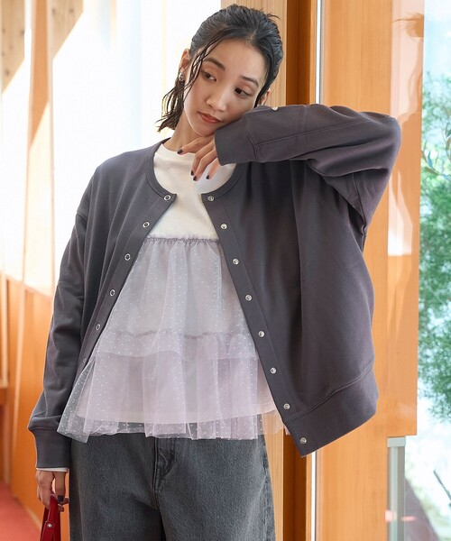 coen(コーエン)の「【再入荷/新色登場】ハートモチーフ裏毛カーディガン(カーディガン/ボレロ・レディース・ダークグレー/オレンジ/オフホワイト/ナチュラル/ホワイト/レッド・L/M)」の20枚目の写真