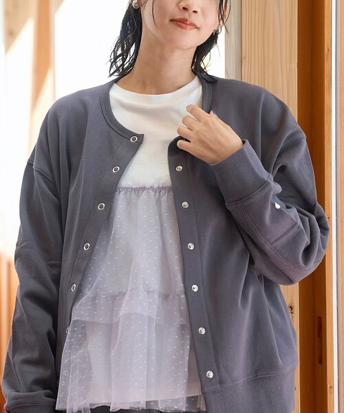 coen(コーエン)の「【再入荷/新色登場】ハートモチーフ裏毛カーディガン(カーディガン/ボレロ・レディース・ダークグレー/オレンジ/オフホワイト/ナチュラル/ホワイト/レッド・L/M)」の22枚目の写真