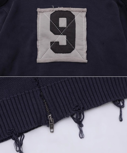 MASONPRINCE（メイソンプリンス）の「オーバーサイズ 3D刺繍 サイドライン ニット MY2161【MASONPRINCE】【2025AW】（ニット/セーター・メンズ・ネイビー・L/M/S）」の6枚目の写真