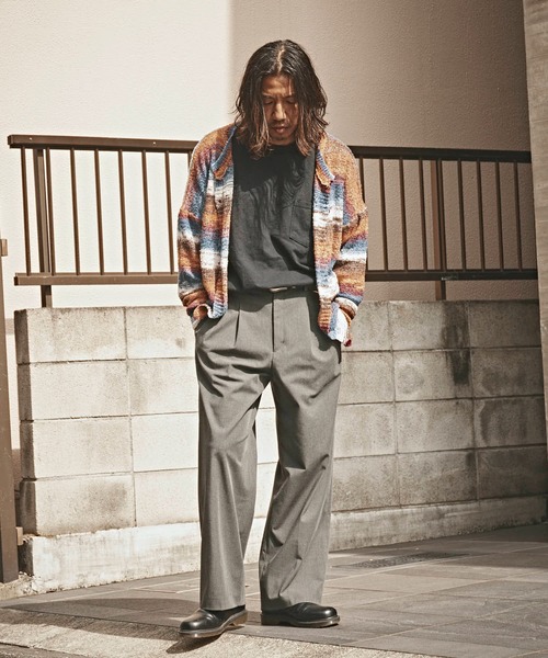 ALL RUNS（オールランズ）の「ドロップショルダー マルチボーダーカーディガン（カーディガン/ボレロ・メンズ・レッド/ブルー・M/L）」の8枚目の写真