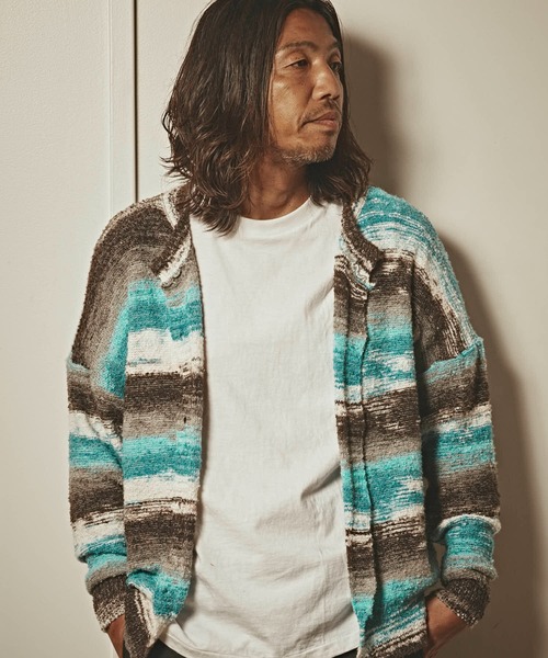 ALL RUNS（オールランズ）の「ドロップショルダー マルチボーダーカーディガン（カーディガン/ボレロ・メンズ・レッド/ブルー・M/L）」の13枚目の写真