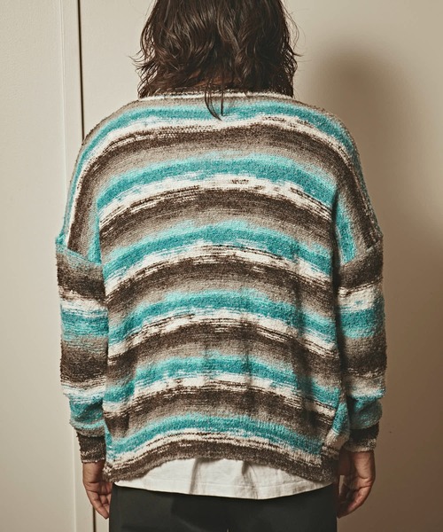 ALL RUNS（オールランズ）の「ドロップショルダー マルチボーダーカーディガン（カーディガン/ボレロ・メンズ・レッド/ブルー・M/L）」の21枚目の写真