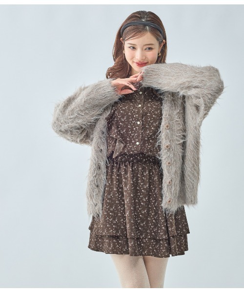 PEACH JOHN（ピーチジョン）の「シャギールーズニットカーディガン（カーディガン/ボレロ・レディース・モカ/ピンク/グレー・ONE SIZE）」の9枚目の写真