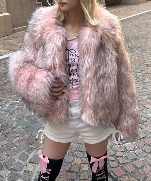 dollslutz(ドルズラッツ)の「【dollslutz】fake fur short blouson / 【ドルズラッツ】フェイクファーショートブルゾン(ブルゾン・レディース・ブラック/ピンク・FREE)」の22枚目の写真