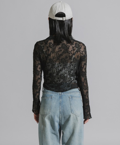 Chick（チック）の「Lace-Up Floral Lace Tops / レースアップ 花柄レーストップス（シャツ/ブラウス・レディース・ホワイト/ブラック・FREE）」の19枚目の写真