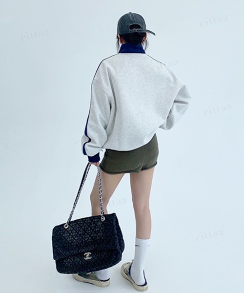 Dalfwin(ダールフィン)の「韓国ファッション OISIS配色トラックジャケット スポーティーブルゾン(ブルゾン・レディース・ブラウン/グレー/ネイビー・FREE)」の7枚目の写真