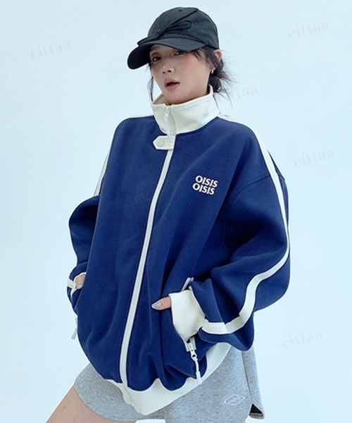 Dalfwin(ダールフィン)の「韓国ファッション OISIS配色トラックジャケット スポーティーブルゾン(ブルゾン・レディース・ブラウン/グレー/ネイビー・FREE)」の20枚目の写真