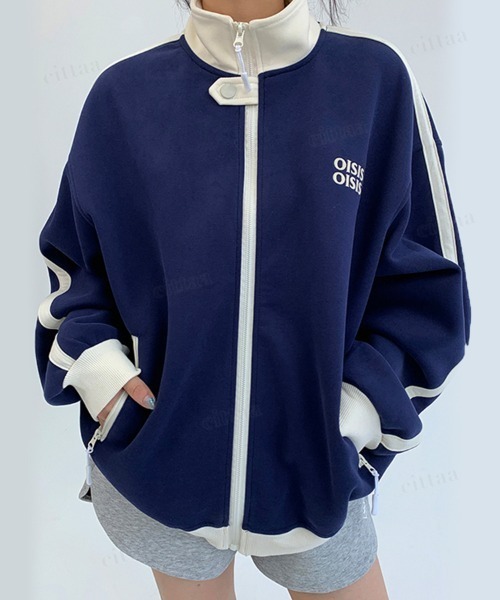 Dalfwin(ダールフィン)の「韓国ファッション OISIS配色トラックジャケット スポーティーブルゾン(ブルゾン・レディース・ブラウン/グレー/ネイビー・FREE)」の15枚目の写真