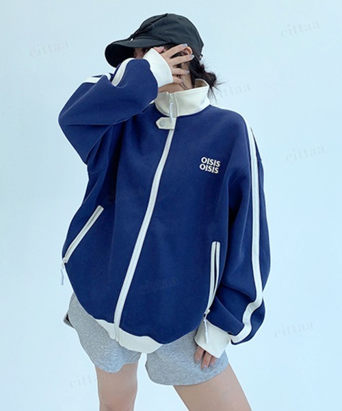 Dalfwin(ダールフィン)の「韓国ファッション OISIS配色トラックジャケット スポーティーブルゾン(ブルゾン・レディース・ブラウン/グレー/ネイビー・FREE)」の19枚目の写真