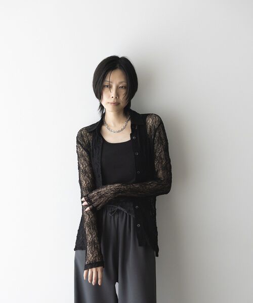 GARAGE OF GOOD CLOTHING（ガレージオブグッドクロージング）の「レースシアーシャツ（Tシャツ/カットソー・レディース・テラコッタ/ブラック/アイボリー・FREE）」の16枚目の写真