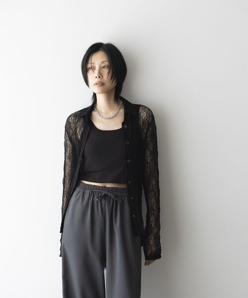 GARAGE OF GOOD CLOTHING（ガレージオブグッドクロージング）の「レースシアーシャツ（Tシャツ/カットソー・レディース・テラコッタ/ブラック/アイボリー・FREE）」の17枚目の写真