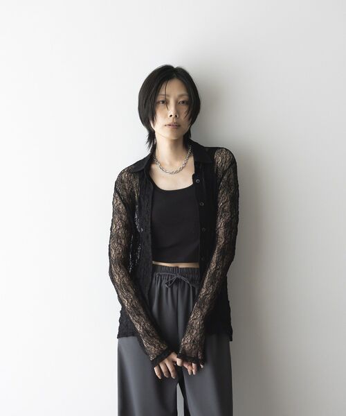 GARAGE OF GOOD CLOTHING（ガレージオブグッドクロージング）の「レースシアーシャツ（Tシャツ/カットソー・レディース・テラコッタ/ブラック/アイボリー・FREE）」の18枚目の写真