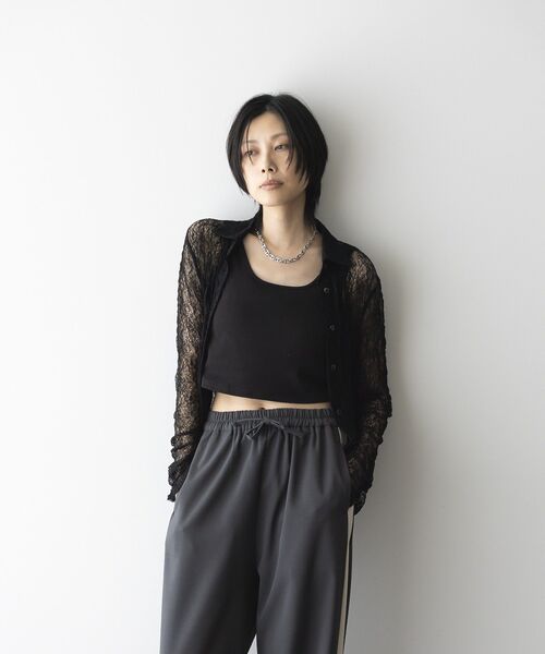 GARAGE OF GOOD CLOTHING（ガレージオブグッドクロージング）の「レースシアーシャツ（Tシャツ/カットソー・レディース・テラコッタ/ブラック/アイボリー・FREE）」の19枚目の写真