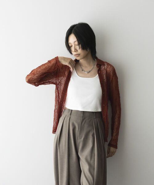 GARAGE OF GOOD CLOTHING（ガレージオブグッドクロージング）の「レースシアーシャツ（Tシャツ/カットソー・レディース・テラコッタ/ブラック/アイボリー・FREE）」の21枚目の写真