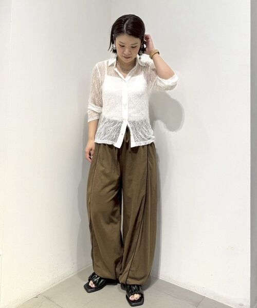 GARAGE OF GOOD CLOTHING（ガレージオブグッドクロージング）の「レースシアーシャツ（Tシャツ/カットソー・レディース・テラコッタ/ブラック/アイボリー・FREE）」の10枚目の写真