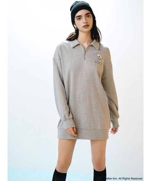 MURUA(ムルーア)の「【Esther Bunny × MURUA】スウェットポロミニワンピース(ワンピース・レディース・ダークグレー/ライトグレー・FREE)」の3枚目の写真