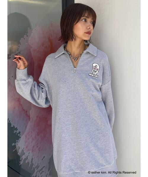 MURUA(ムルーア)の「【Esther Bunny × MURUA】スウェットポロミニワンピース(ワンピース・レディース・ダークグレー/ライトグレー・FREE)」の13枚目の写真