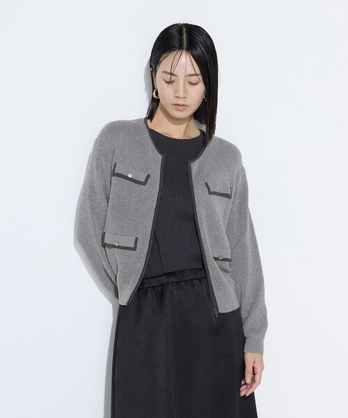 K.T KIYOKO TAKASE（キヨコタカセ）の「モールジャカードニット ジップアップカーディガン（カーディガン/ボレロ・レディース・グレー/ネイビー・9号/11号）」の20枚目の写真